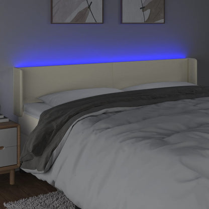 Čelo Postele S Led Krémové 183 X 16 X 78/88 Cm Umělá Kůže