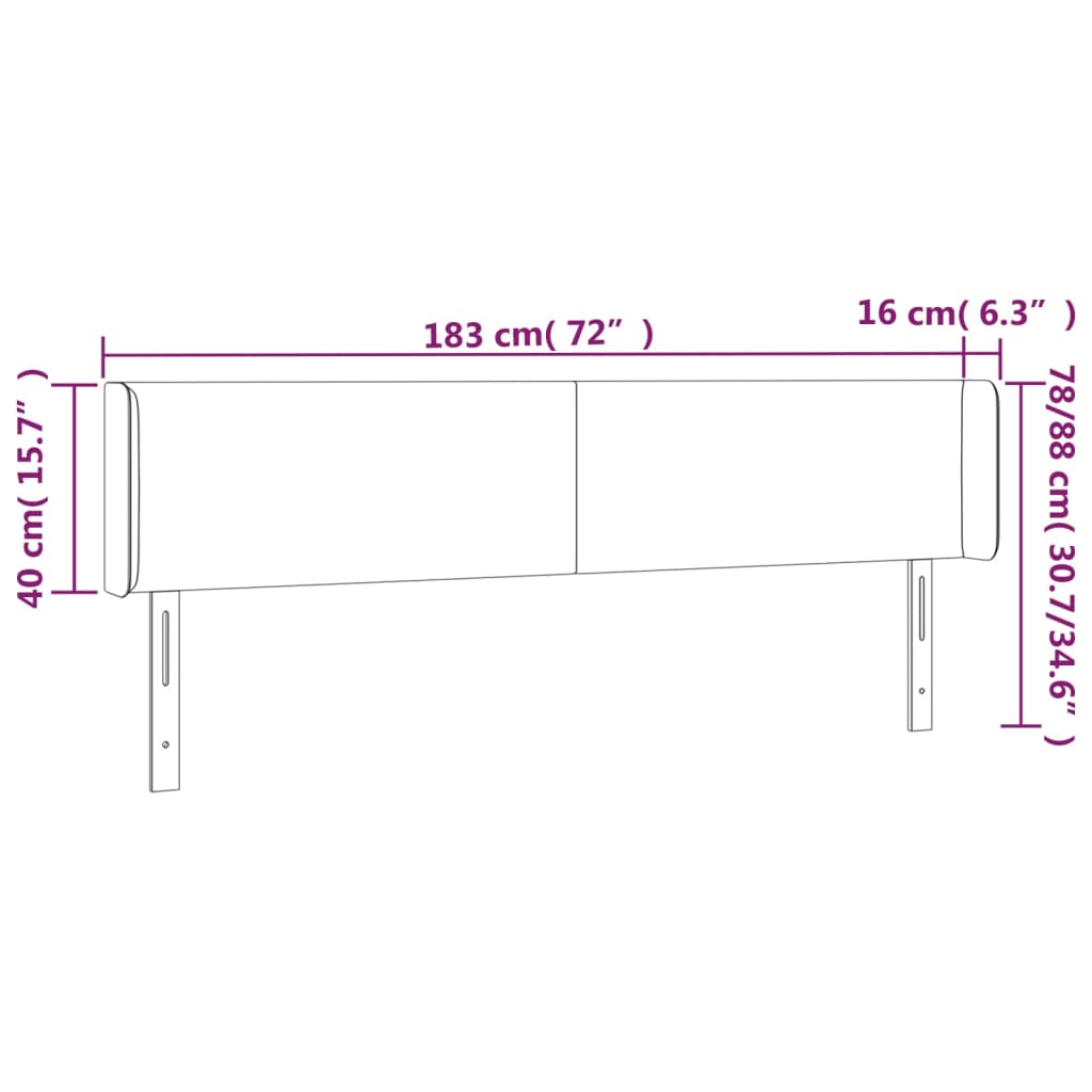 Čelo Postele S Led Krémové 183 X 16 X 78/88 Cm Umělá Kůže