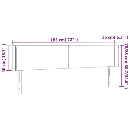 Čelo Postele S Led Krémové 183 X 16 X 78/88 Cm Umělá Kůže