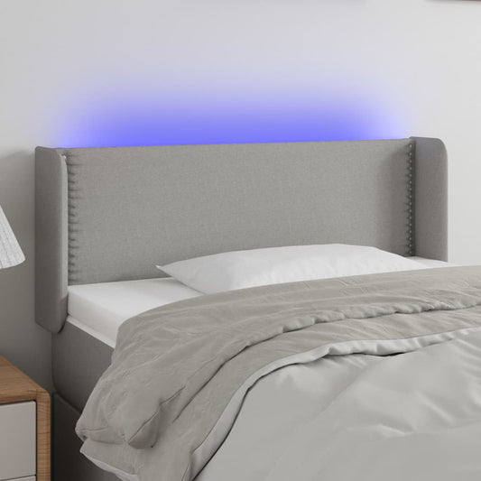 Čelo Postele S Led Světle Šedé 93 X 16 X 78/88 Cm Textil