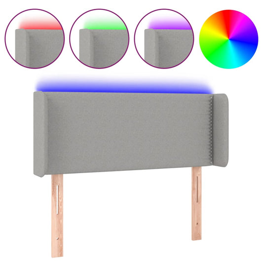 Čelo Postele S Led Světle Šedé 103 X 16 X 78/88 Cm Textil