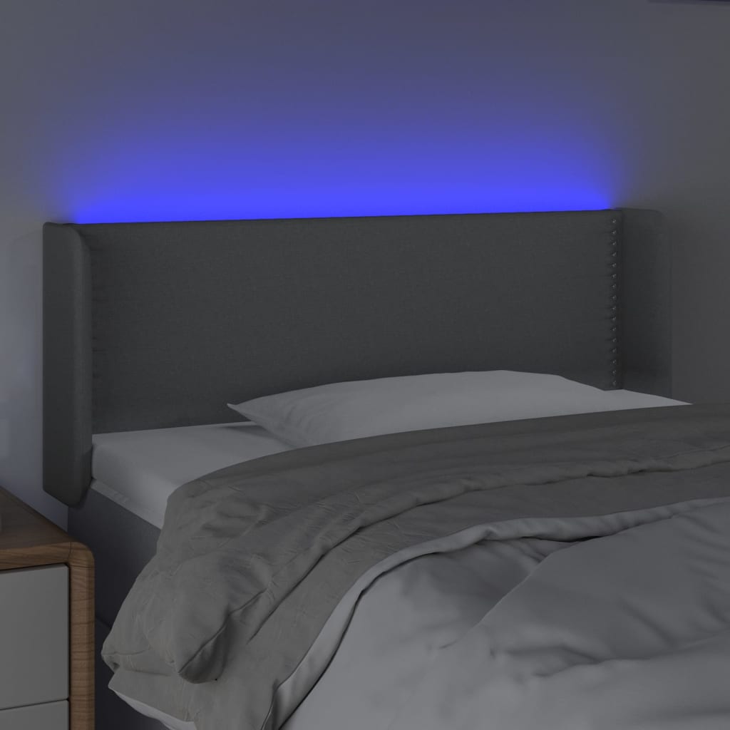 Čelo Postele S Led Světle Šedé 103 X 16 X 78/88 Cm Textil