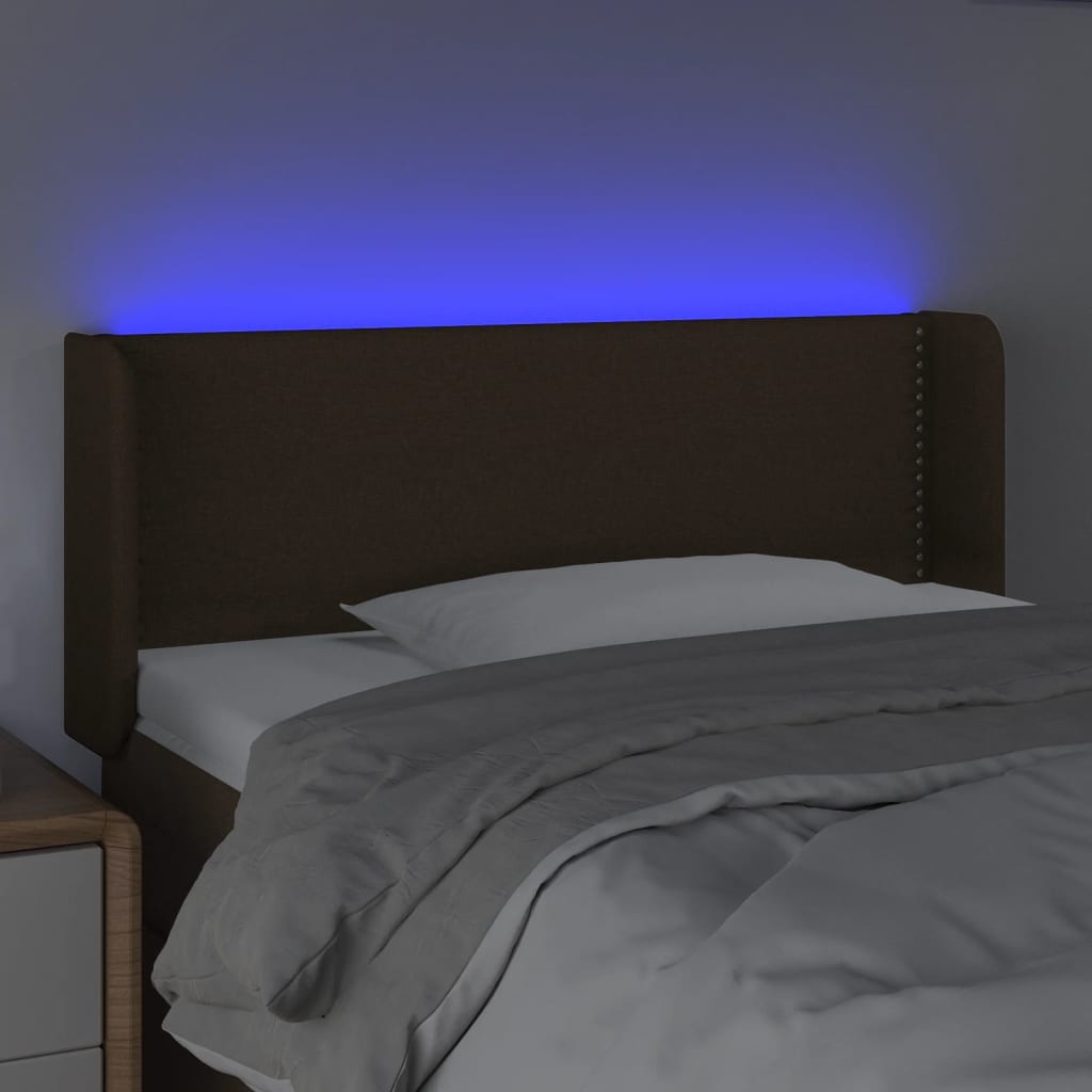 Čelo Postele S Led Tmavě Hnědé 103 X 16 X 78/88 Cm Textil
