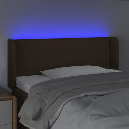 Čelo Postele S Led Tmavě Hnědé 103 X 16 X 78/88 Cm Textil