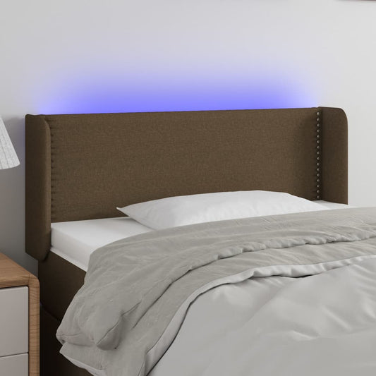 Čelo Postele S Led Tmavě Hnědé 103 X 16 X 78/88 Cm Textil