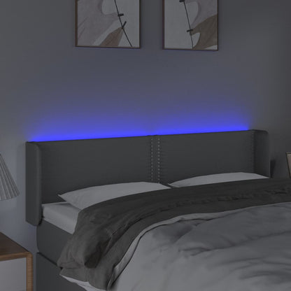 Čelo Postele S Led Světle Šedé 147 X 16 X 78/88 Cm Textil