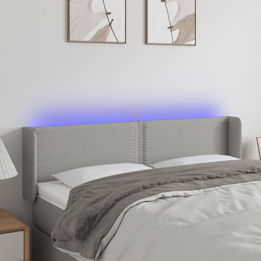 Čelo Postele S Led Světle Šedé 147 X 16 X 78/88 Cm Textil