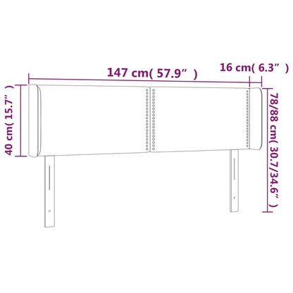 Čelo Postele S Led Tmavě Hnědé 147 X 16 X 78/88 Cm Textil