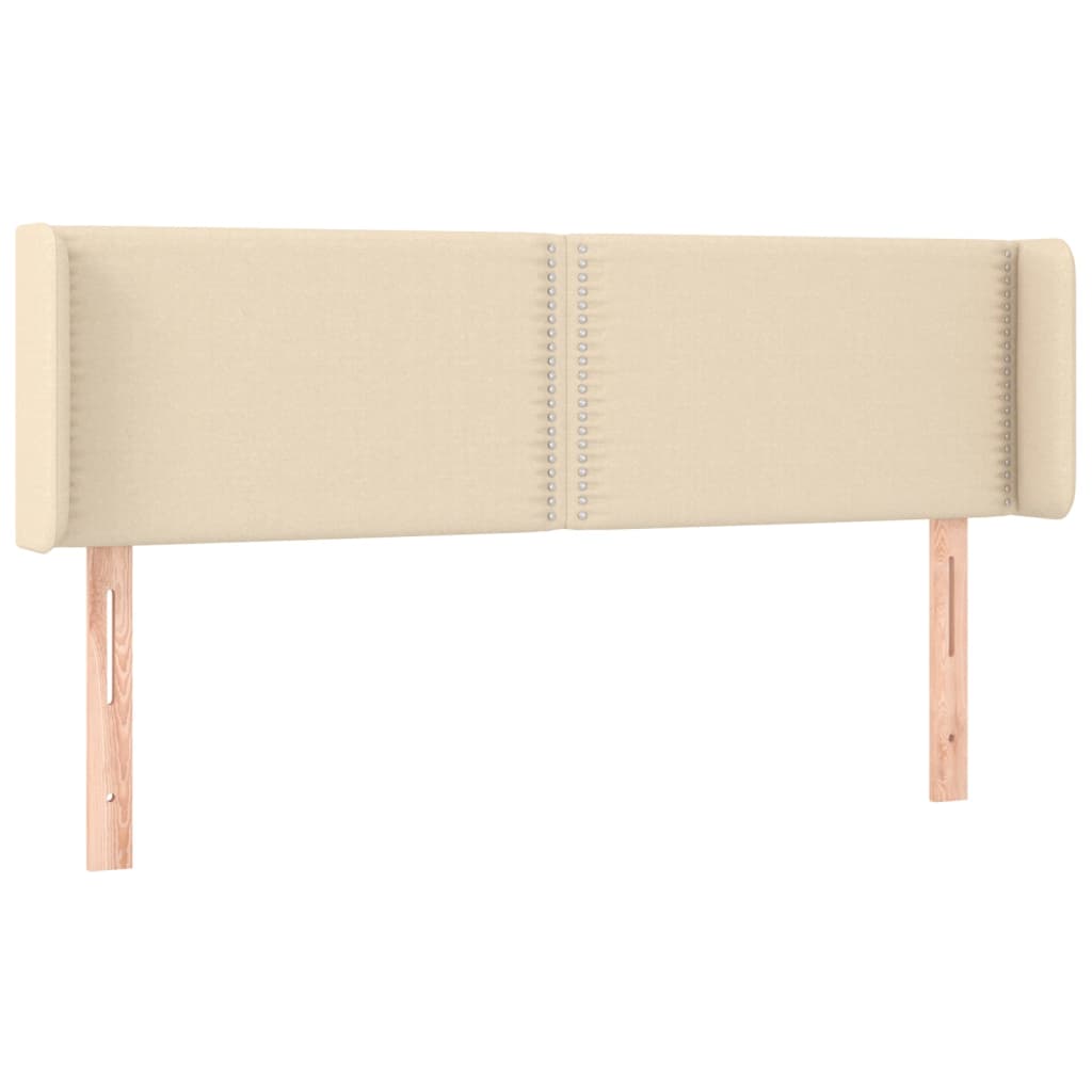 Čelo Postele S Led Krémové 147 X 16 X 78/88 Cm Textil