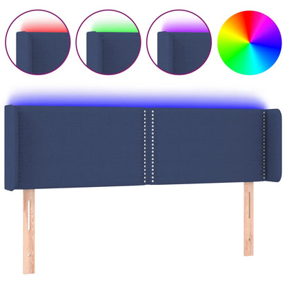 Čelo Postele S Led Modré 147 X 16 X 78/88 Cm Textil
