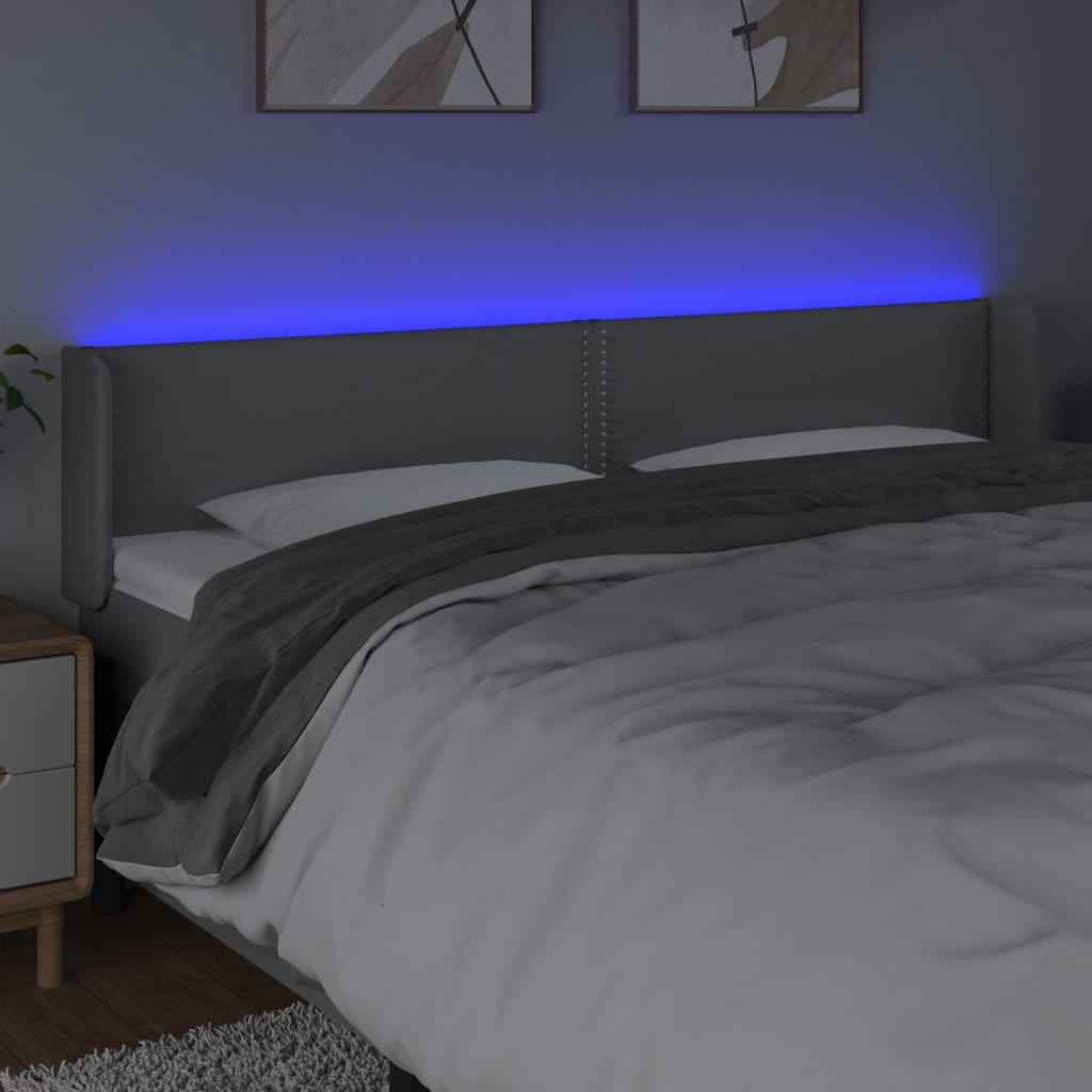 Čelo Postele S Led Světle Šedé 203 X 16 X 78/88 Cm Textil