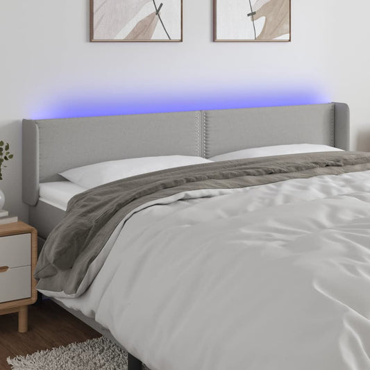 Čelo Postele S Led Světle Šedé 203 X 16 X 78/88 Cm Textil