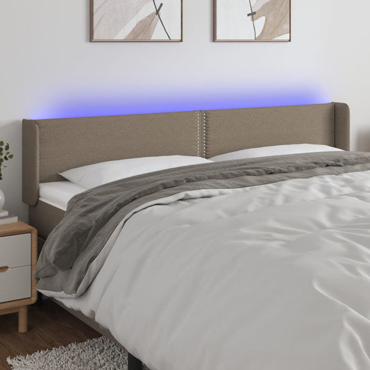 Čelo Postele S Led Taupe 203 X 16 X 78/88 Cm Textil