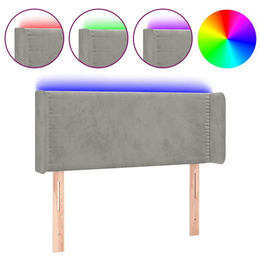 Čelo Postele S Led Světle Šedé 83 X 16 X 78/88 Cm Samet