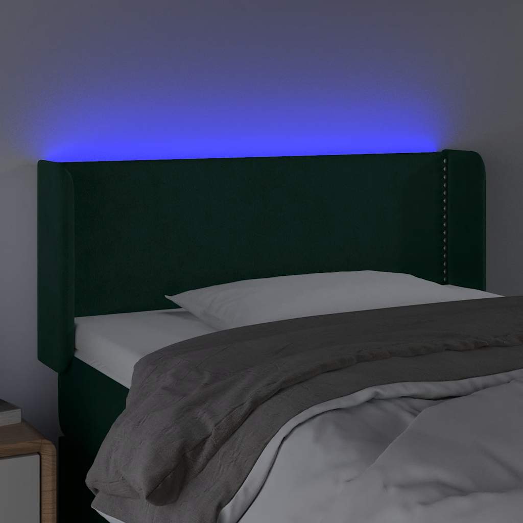 Čelo Postele S Led Tmavě Zelené 83 X 16 X 78/88 Cm Samet