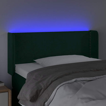 Čelo Postele S Led Tmavě Zelené 83 X 16 X 78/88 Cm Samet