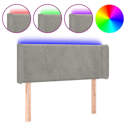 Čelo Postele S Led Světle Šedé 93 X 16 X 78/88 Cm Samet