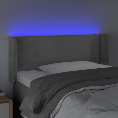 Čelo Postele S Led Světle Šedé 93 X 16 X 78/88 Cm Samet