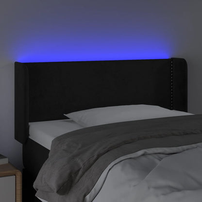 Čelo Postele S Led Černé 93 X 16 X 78/88 Cm Samet