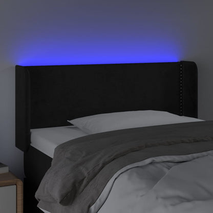 Čelo Postele S Led Černé 103 X 16 X 78/88 Cm Samet