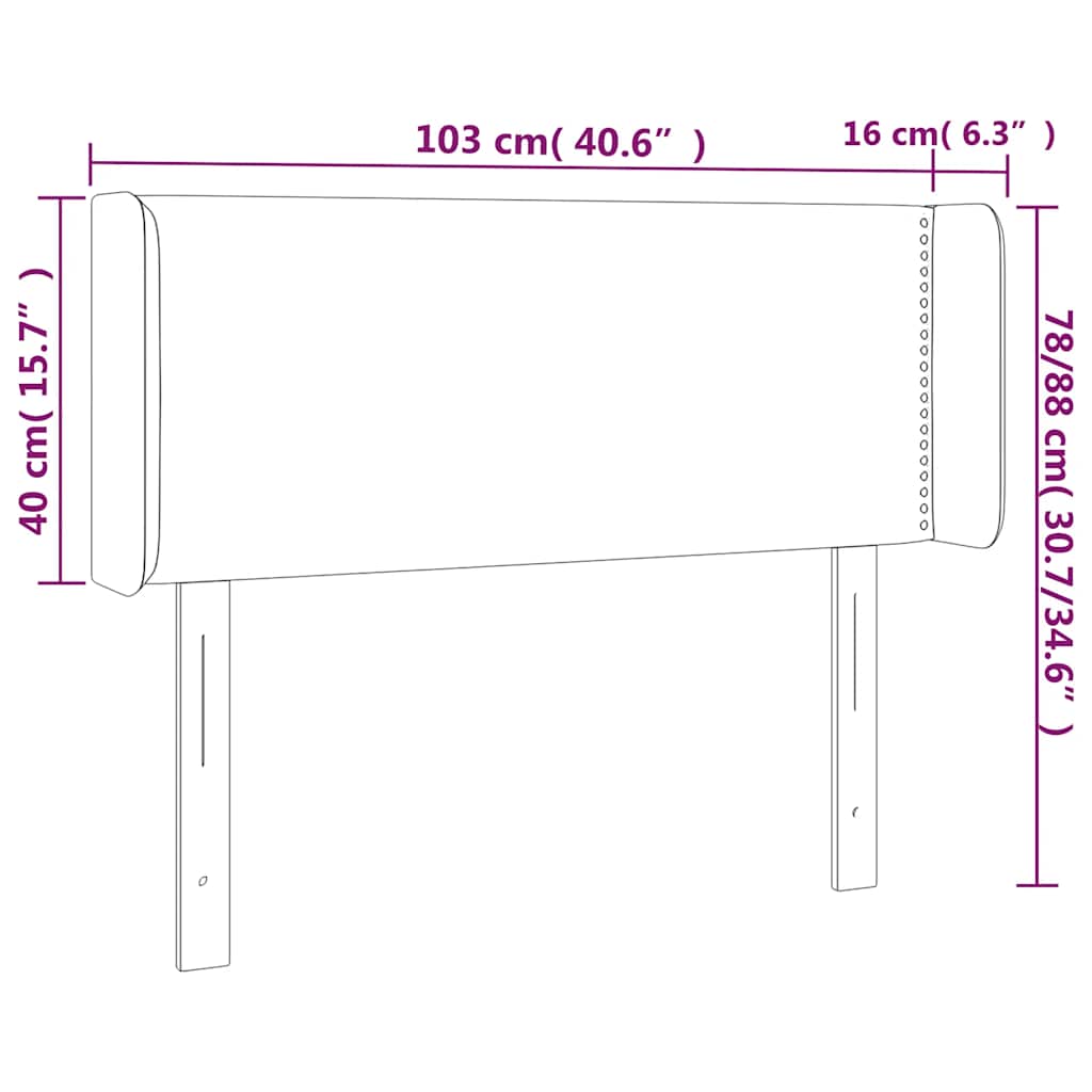 Čelo Postele S Led Tmavě Zelené 103 X 16 X 78/88 Cm Samet