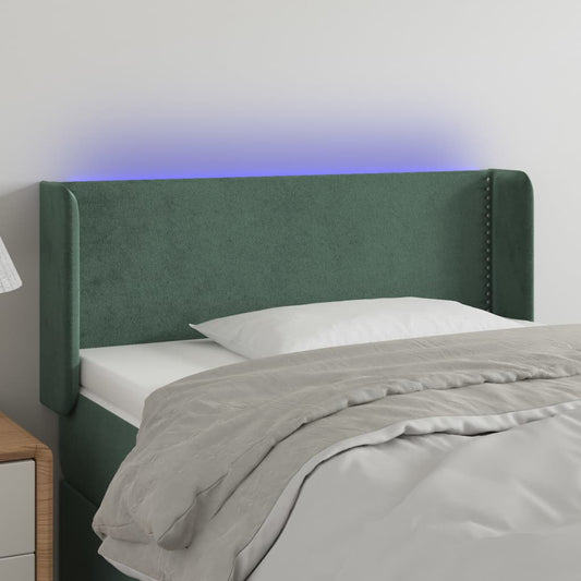 Čelo Postele S Led Tmavě Zelené 103 X 16 X 78/88 Cm Samet