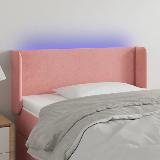 Čelo Postele S Led Růžové 103 X 16 X 78/88 Cm Samet