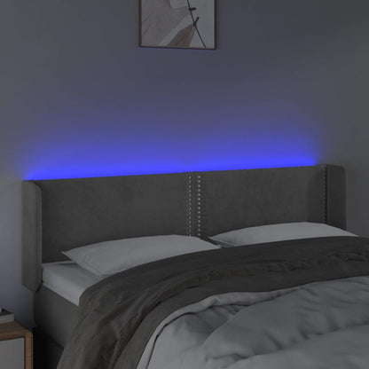 Čelo Postele S Led Světle Šedé 147 X 16 X 78/88 Cm Samet