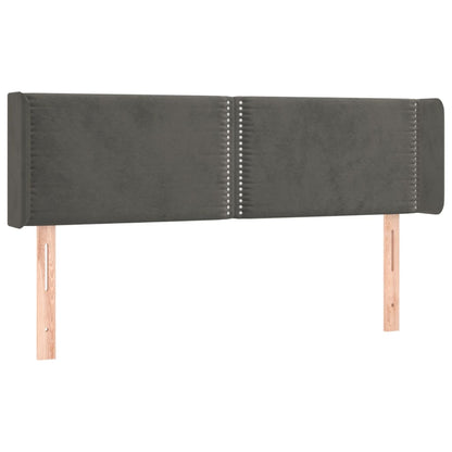 Čelo Postele S Led Tmavě Šedé 147 X 16 X 78/88 Cm Samet