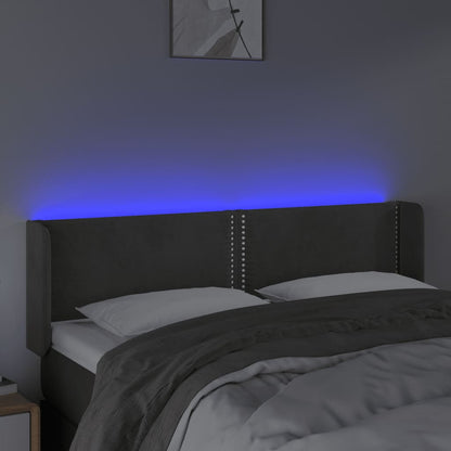 Čelo Postele S Led Tmavě Šedé 147 X 16 X 78/88 Cm Samet