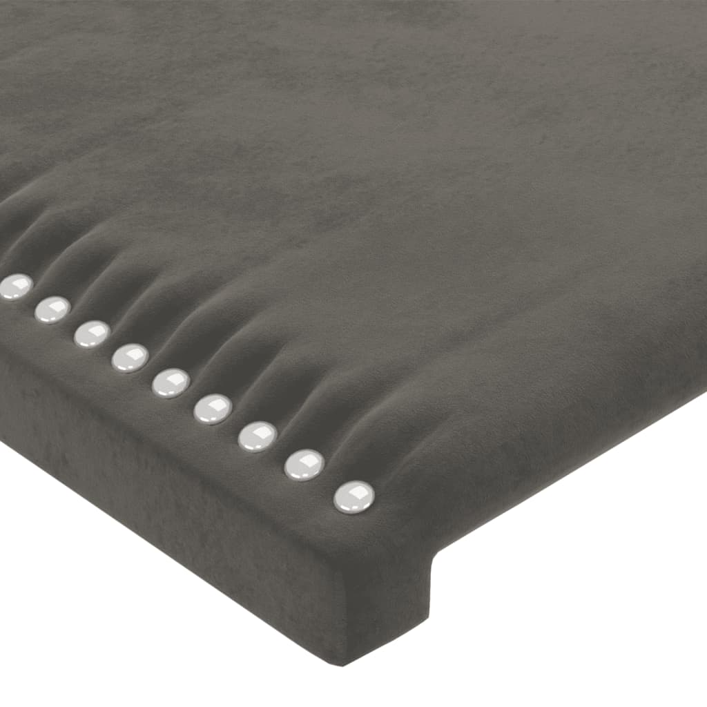 Čelo Postele S Led Tmavě Šedé 163 X 16 X 78/88 Cm Samet