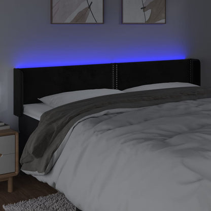 Čelo Postele S Led Černé 163 X 16 X 78/88 Cm Samet