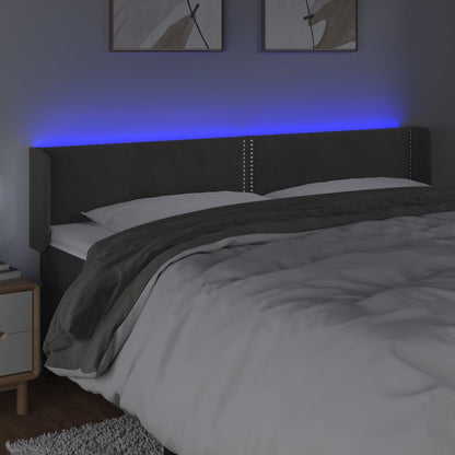 Čelo Postele S Led Tmavě Šedé 183 X 16 X 78/88 Cm Samet