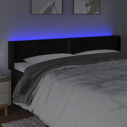 Čelo Postele S Led Černé 183 X 16 X 78/88 Cm Samet