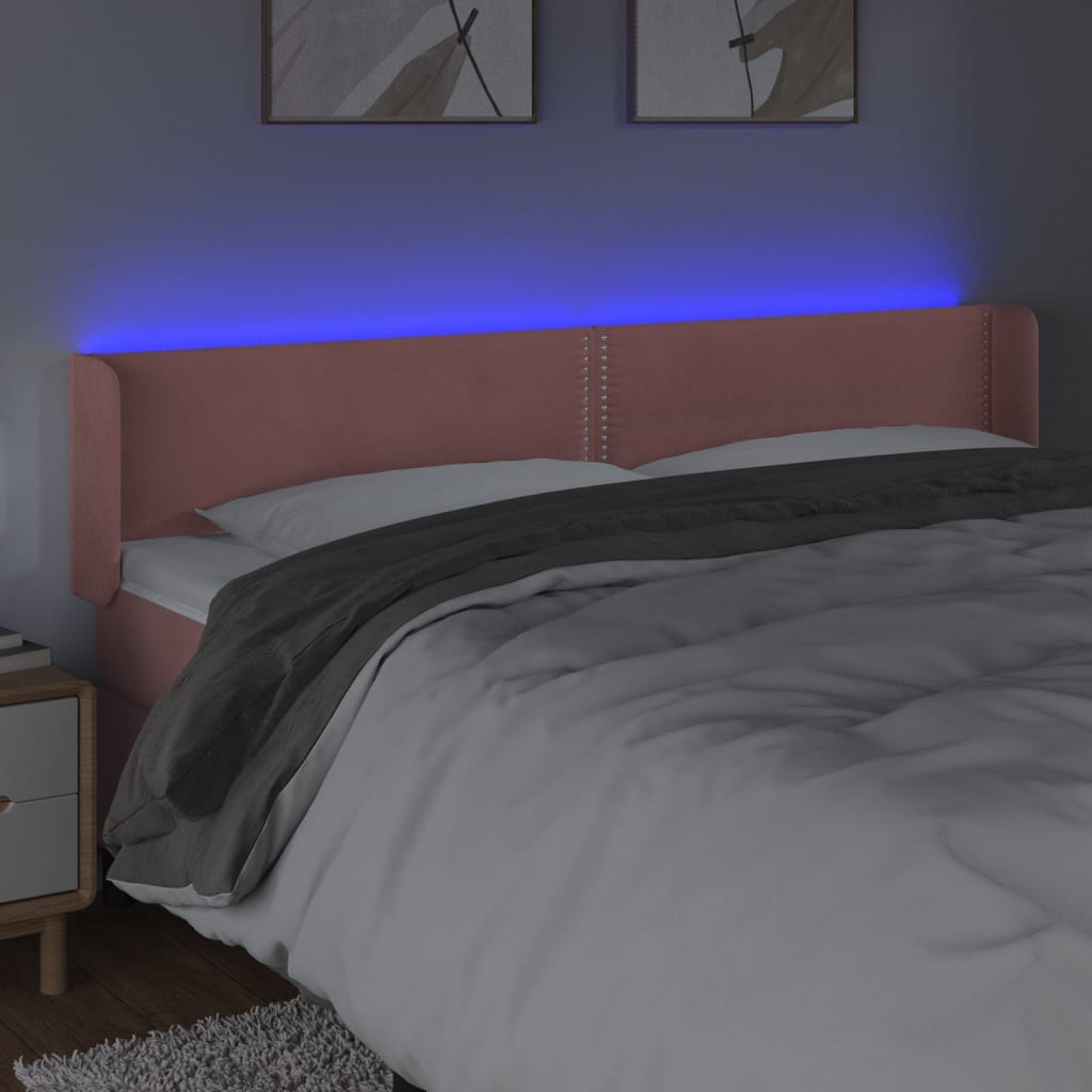 Čelo Postele S Led Růžové 183 X 16 X 78/88 Cm Samet