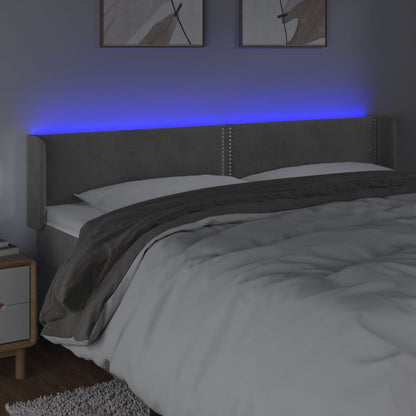 Čelo Postele S Led Světle Šedé 203 X 16 X 78/88 Cm Samet