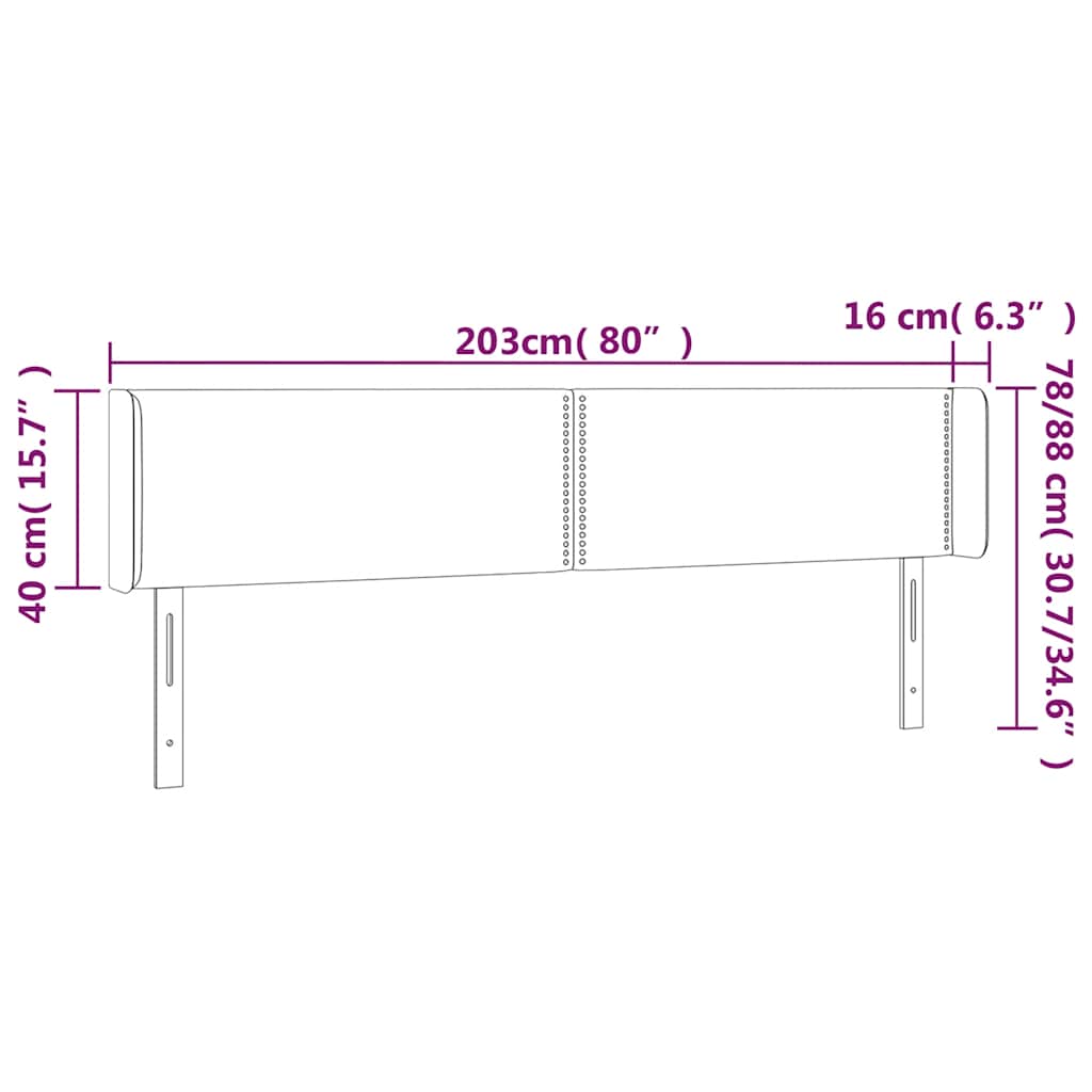 Čelo Postele S Led Tmavě Zelené 203 X 16 X 78/88 Cm Samet