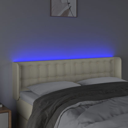 Čelo Postele S Led Krémové 147 X 16 X 78/88 Cm Umělá Kůže