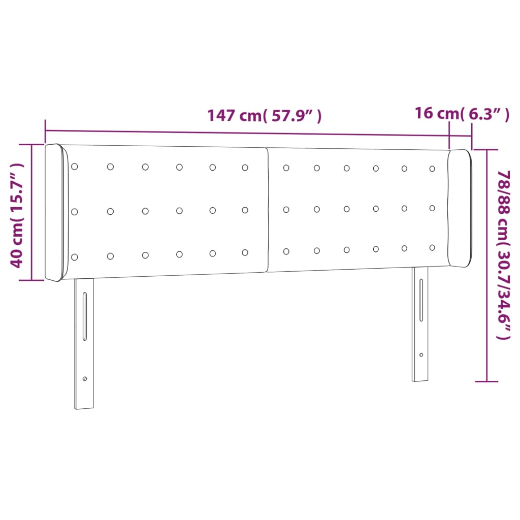Čelo Postele S Led Krémové 147 X 16 X 78/88 Cm Umělá Kůže