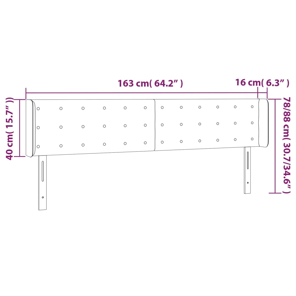 Čelo Postele S Led Krémové 163 X 16 X 78/88 Cm Umělá Kůže
