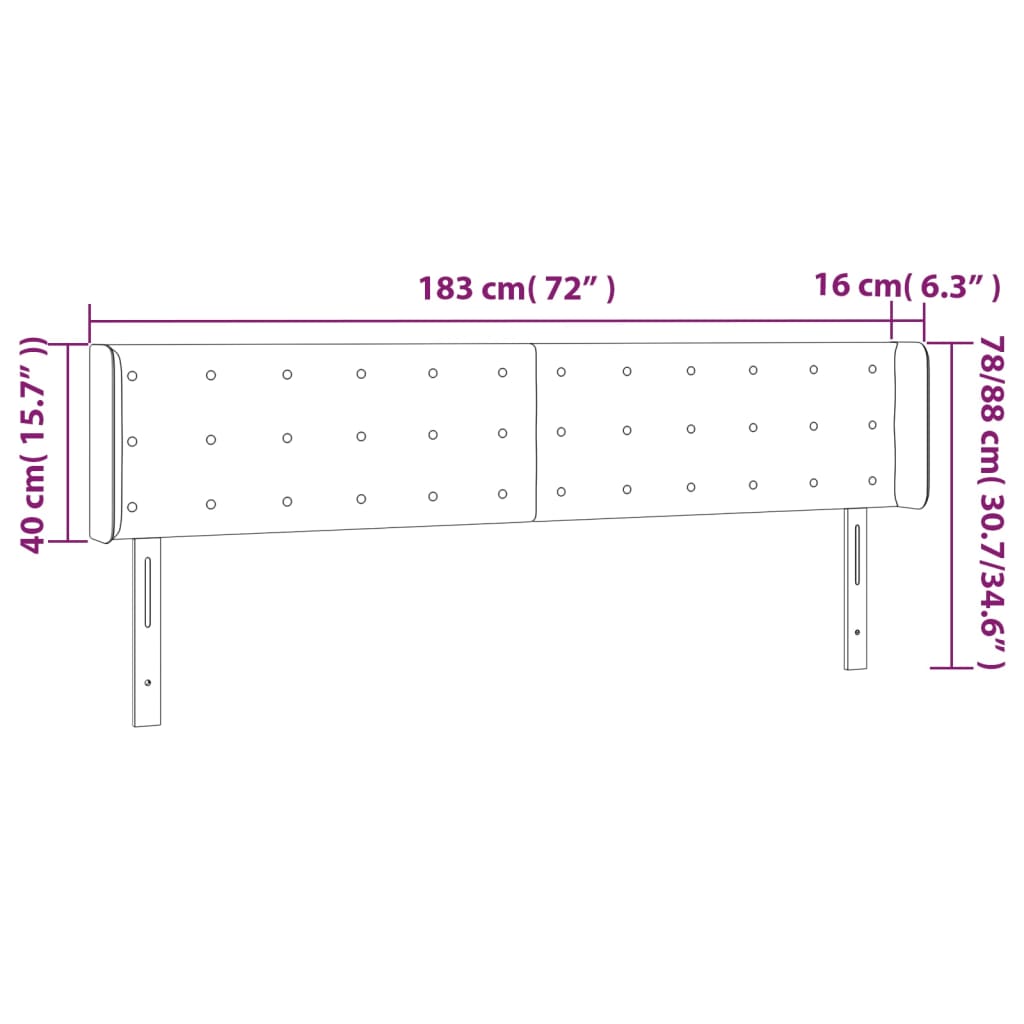 Čelo Postele S Led Krémové 183 X 16 X 78/88 Cm Umělá Kůže