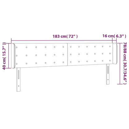 Čelo Postele S Led Krémové 183 X 16 X 78/88 Cm Umělá Kůže