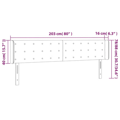 Čelo Postele S Led Krémové 203 X 16 X 78/88 Cm Umělá Kůže