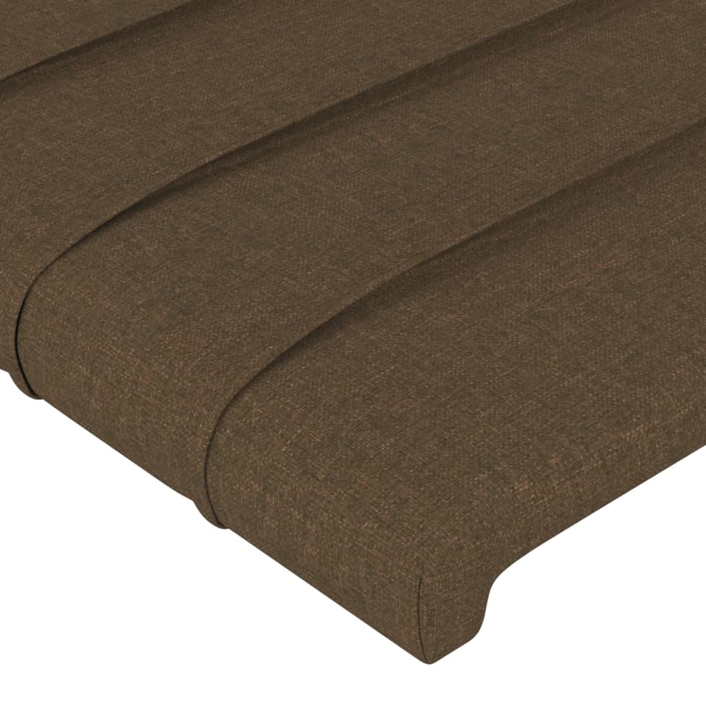 Čelo Postele S Led Tmavě Hnědé Textil