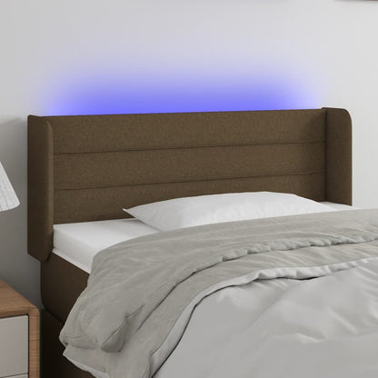 Čelo Postele S Led Tmavě Hnědé Textil