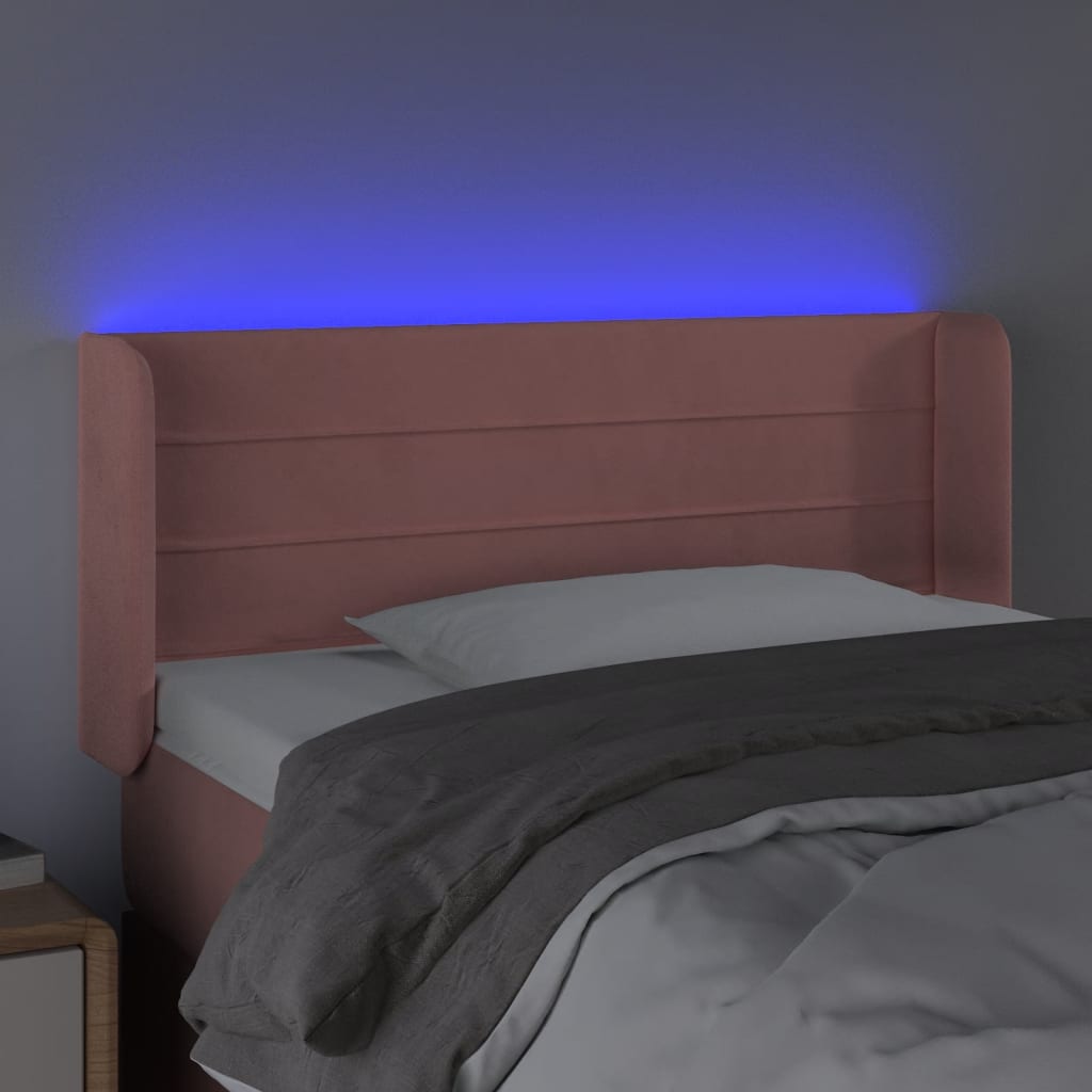 Čelo Postele S Led Růžové Samet