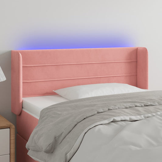 Čelo Postele S Led Růžové Samet