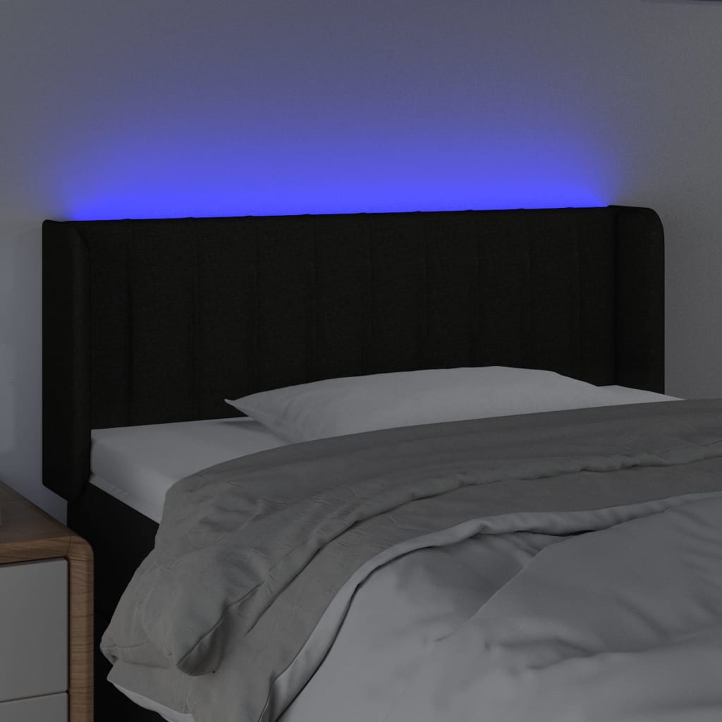 Čelo Postele S Led Černé Textil