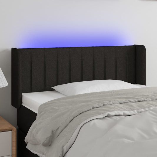Čelo Postele S Led Černé Textil