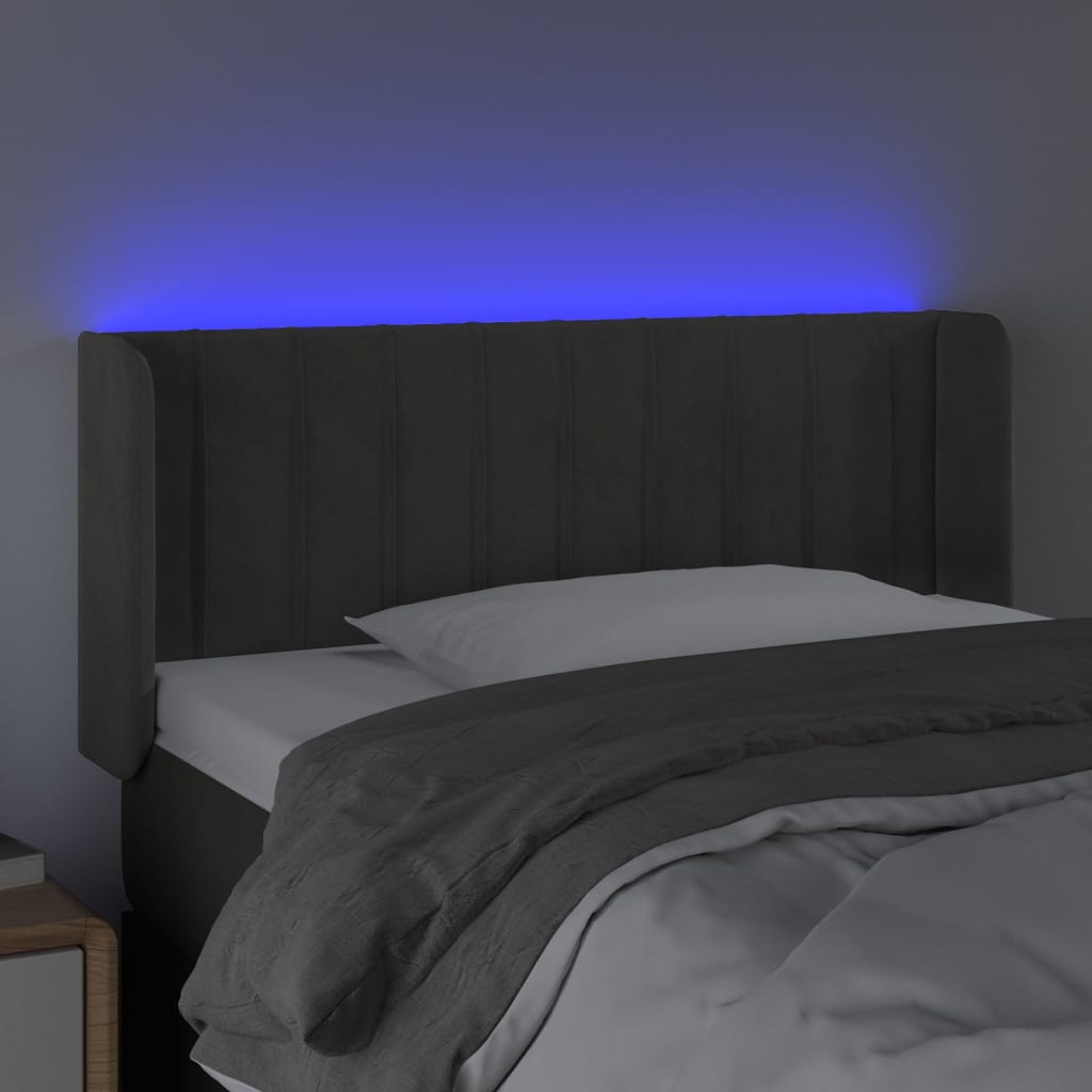 Čelo Postele S Led Tmavě Šedé Samet